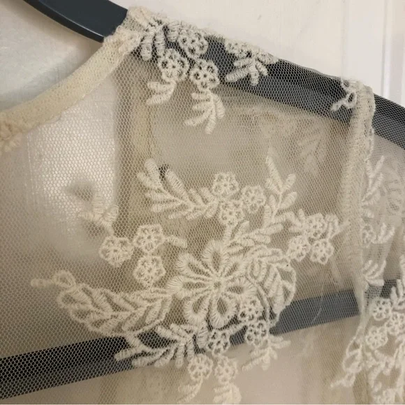 Denim Supply Ralph Lauren Bohemian Printed Tea Dress Lace Flare Sleeves Prairie - Picture 13 of 14